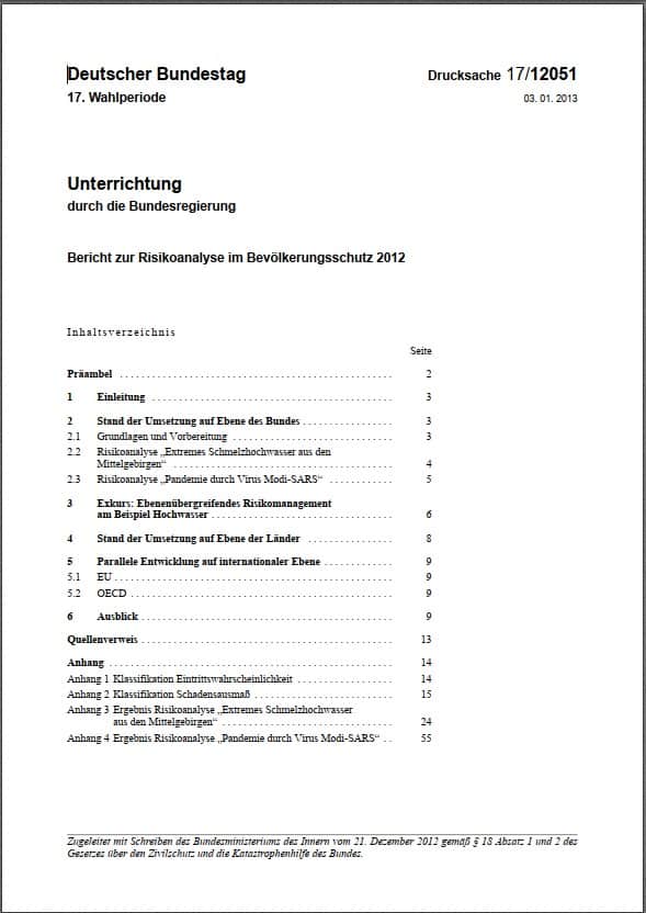 Bericht zur Risikoanalyse im Bevölkerungsschutz 2012